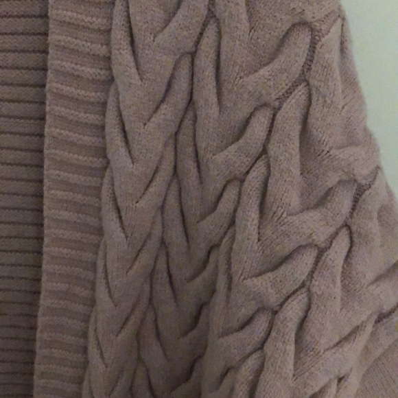Dusty Rose M/L open front cardigan with cabling - Picture 3 of 4